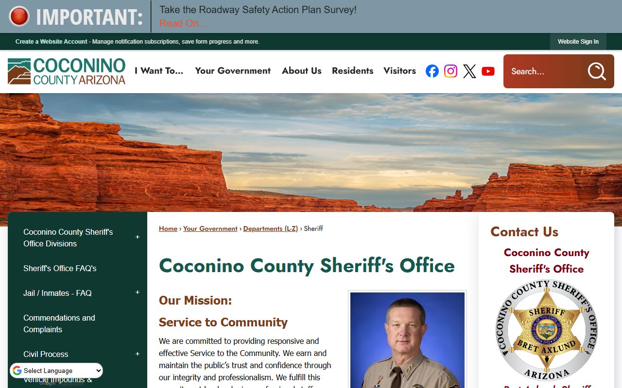 Coconino County Sheriff's Office main page