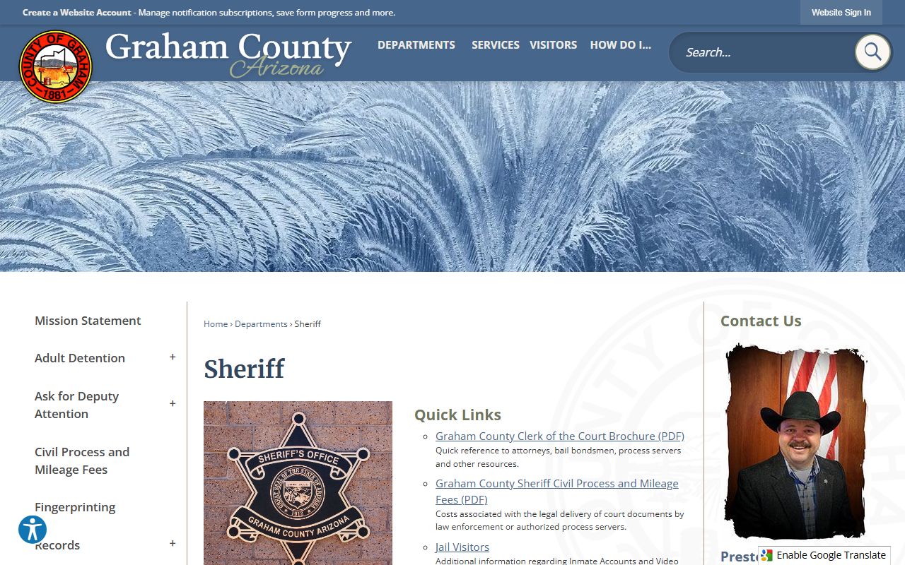 Graham County Sheriff's Office main page